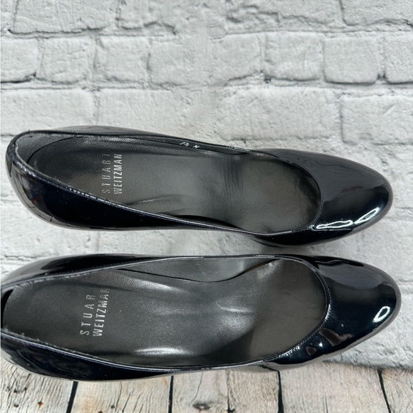 Stuart Weitzman Patent Leather Heels Size 7.5 Narrow Classic Black - Picture 11 of 12